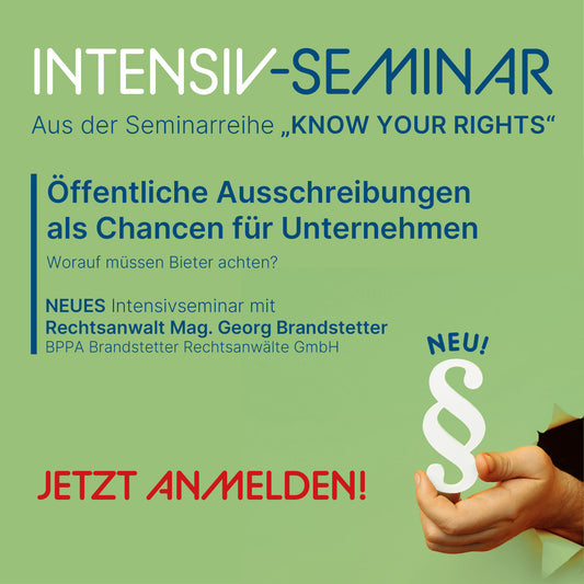 Intensiv-Seminar: Öffentliche Ausschreibungen als Chancen für Unternehmen (Wien 27.11.2025)
